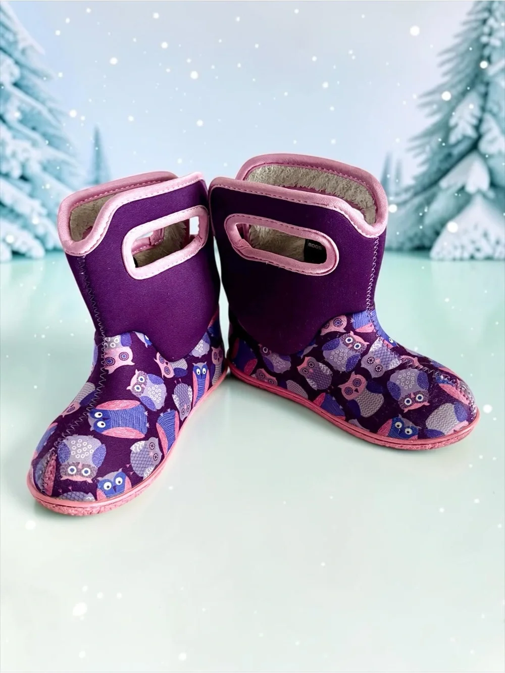 Bogs Baby Bog Owls Toddler Girls Boots Size 10 Faux Fur Lined Winter Booties
